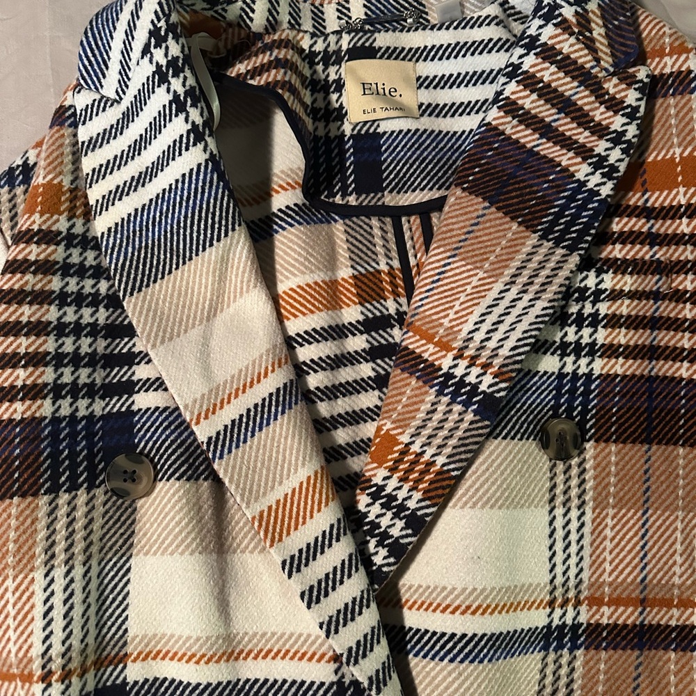 Elie Tahari Plaid Wool Blend Jacket